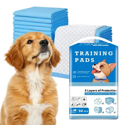 Image de Tapis absorbant pour chiens 5 couches - Imperméable - Hygiénique - Doux - Antidérapant - 45 x 60 cm, 50 pièces - Tapis d'entraînement pour chiots