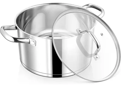 Produktbild von Kochtopf 22cm Edelstahl 4,7L mit Glasdeckel für alle Herdarten Induktion