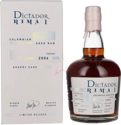 Obrázok produktu pre Dictador RIMA 1, 16 rokov, zrenia v sude po sherry, ročník 2006, 44,00 %, 0,70 l.