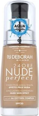 Obrázok produktu pre Deborah Milano 24ore Nude Perfect Foundation, Flakón s pumpičkou, Tekuté, Univerzálna pleť, Hydratačný, Neutrálny, Amber
