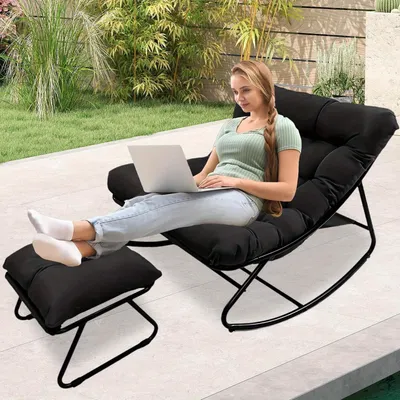 Produktbild von Schaukelstuhl - Loungestuhl - Schaukelsofa - Schaukelstuhl Schwarz - Ergonomisches Design