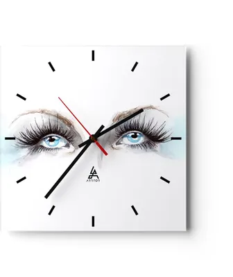 Produktbild von Wanduhr - Quadrat - Glasuhr - Mädchen Fantasie Augapfel menschliches - 30x30cm - Schleichendes Uhrwerk - Lautlos - zum Aufhängen bereit - Dekoration Modern - Wanddekoration aus Glas - C3AC30x30-3023