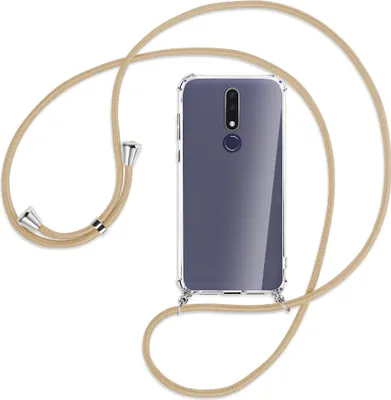 Produktbild von Handykette Backcover-Schutzhülle mit Band (Metall silberfarben) für Nokia 3.1 Plus - caramel