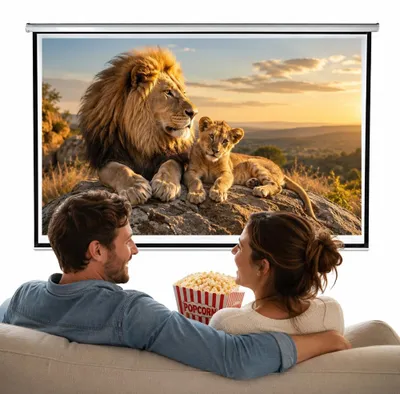 Produktbild von Mucola Leinwand inkl. FFB Projektionsleinwand Beamerleinwand HDTV Motor Rolloleinwand Projektionswand Heimkinoleinwand - 244x182CM