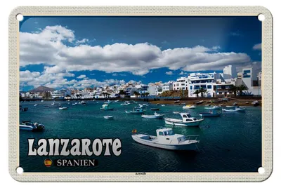 Produktbild von Blechschild Reise 18x12cm Lanzarote Spanien Arrecife Stadt Meer