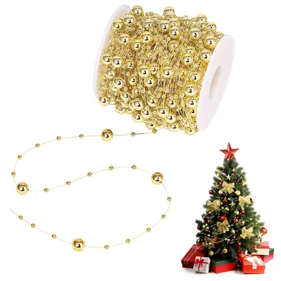 Weihnachtskugelkette, gold, 20 m für Christbaum