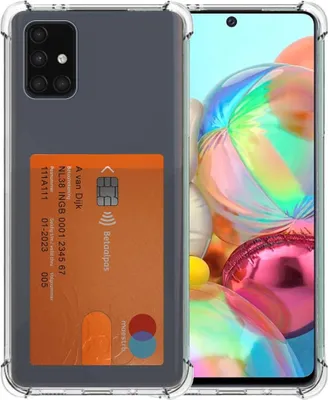 Zdjęcie produktu dla Etui na telefon Smartphonica do Samsunga Galaxy A71 4G z uchwytem na kartę - przezroczysty silikon - przezroczyste, odporne na wstrząsy etui z TPU z kieszenią na kartę