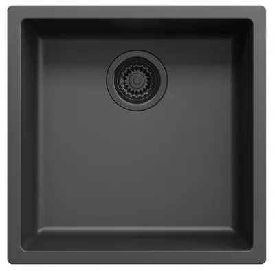 Produktbild von Schwarze Spülbecken 40 x 40 cm, Unterbau- und Aufsatzmodell, mit schwarzem Abflussstopfen 1208956391