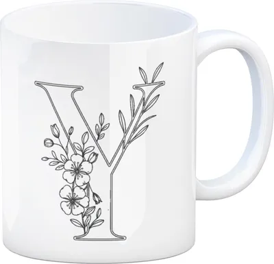 Produktbild von Floral Buchstabe Y Kaffeebecher zum Ausmalen für Kunstliebhaber