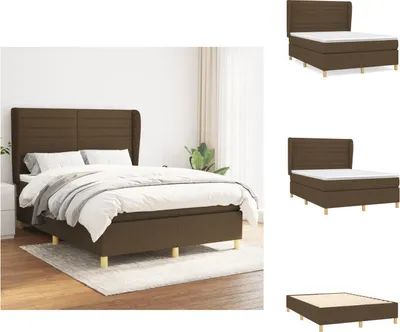 Produktbild von vidaXL Boxspringbett mit Matratze Dunkelbraun 140x190 cm Stoff -  Betten & Bettgestelle