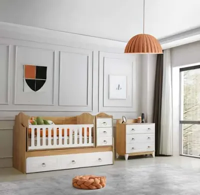 Obrázok produktu pre Moderná zostava do detskej izby s kolískou a komodou Funkčný a štýlový dizajn