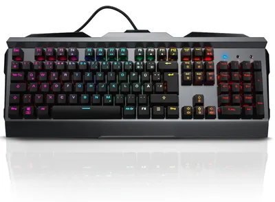 Produktbild von Titanwolf Invader mechanische Gaming Tastatur mit Kailh Blue Switches, Keyboard, RGB-Beleuchtung, Aluminiumgehäuse, Anti-Ghosting, QWERTZ mit 105 Tasten, spritzwassergeschützt