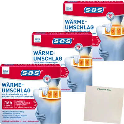 Produktbild von SOS Wärme-Umschlag 3er Pack (3x2 Stück Packung) + usy Block