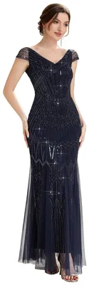 Imagen del producto de Vestido maxi elegante con cuello barco y mangas cortas
