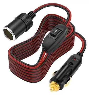 Zdjęcie produktu dla Przedłużacz zapalniczki samochodowej przełącznik on/off 12V 24V 14AWG