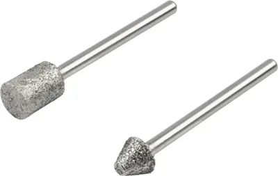 Image de Wolfcraft 5989000 Jeu de meules sur tige diamantées, cylindriques et coniques, 2 pièces