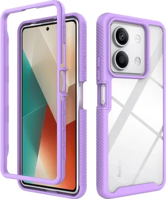 Produktbild von Redmi Note 13 5G Hülle, Hybrid Transparente Rückseite TPU Bumper Stoßfest Schutzhülle für Xiaomi Redmi Note 13 5G Lila