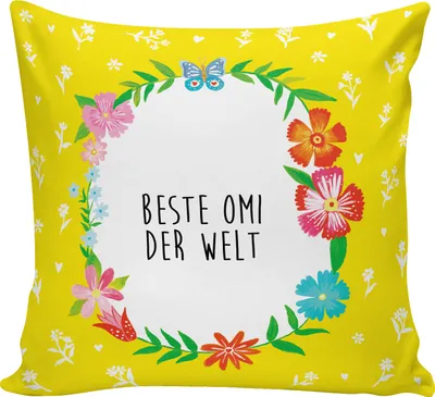 Produktbild von Mr. & Mrs. Panda Sofakissen 40x40 Omi - Weiß - Geschenk, kissen bedruckt, Enkel, Dekokissen, Kuschel, Großmama, Großmutter, Mitbringsel, couch, Geburtstag