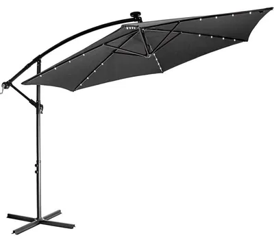 Zdjęcie produktu dla STILISTA Parasol ogrodowy z rączką 3 m, antracyt + LED