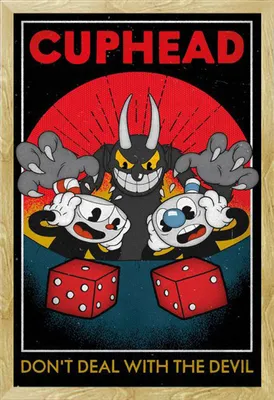 Immagine prodotto di Fun - Poster - Cuphead - Craps + cornice rimovibile, Shinsuke® Maxi MDF faggio, disco acrilico