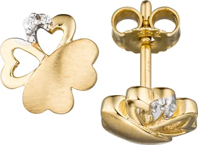 Produktbild von Ohrstecker Ohrringe Kleeblatt Schmetterling mit Zirkonia weiß 333 Gold Damen