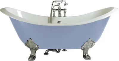 Immagine prodotto di Casa Padrino vasca in ghisa Art Nouveau azzurro / bianco / argento 180 x 77 x h. 79 cm - Vasca da bagno curvilinea freestanding - Arredo bagno barocco e Art Nouveau