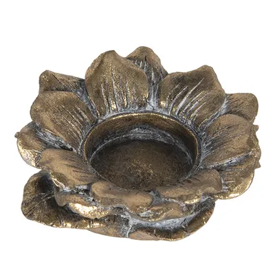 Zdjęcie produktu dla Pojemnik na podgrzewacze Clayre & Eef Flower Ø 9x4 cm Plastik w kolorze złotym