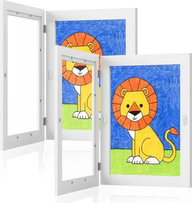 Produktbild von Liebtech 2 Stück Bilderrahmen Kinderzeichnungen A4 für 150 bilder, Frontöffnung Kinder Kunst Rahmen Aufklappbar Bilderrahmen a4, Weiß
