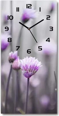 Produktbild von Wanduhr aus Glas – 30x60 cm - Glasbild - Glasuhr - Gehärtetes Glas -Schnittlauchblumen