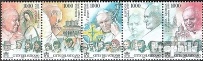 Produktbild von Briefmarken Vatikanstadt 2000 Mi 1353-1357 Fünferstreifen (kompl.Ausg.) gestempelt Die Weltreisen
