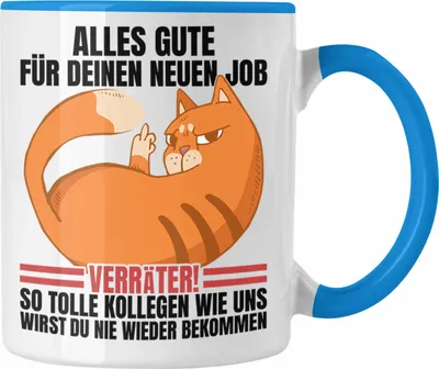 Produktbild von Trendation - Jobwechsel Tasse Geschenk Neuer Job Abschied Abschiedsgeschenk Kollege Kollegin Alles Gute Für Den Neuen Job Lustig (Blau)