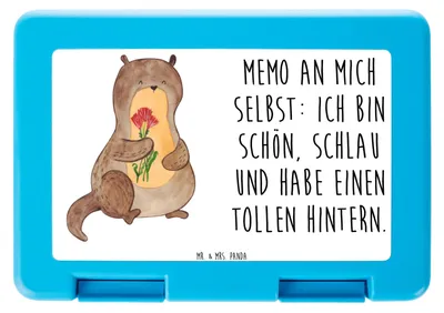Produktbild von Mr. & Mrs. Panda Bentobox Otter Blumenstrauß - Weiß - Geschenk, Selbstvertrauen, Snackbox, Achtsamkeit, Selbstliebe, Lunchbox, Essensbox, Süß, Bento Box, Positiv