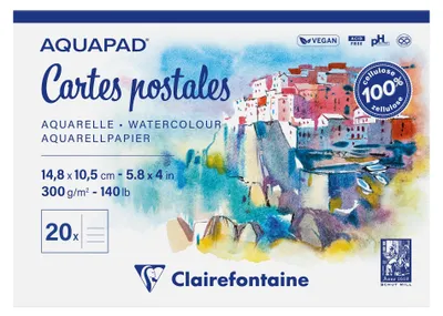 Productafbeelding van Aquapad Aquarell Postkarten Reisealbum, geleimter Block A6, 10,5x14,8cm, 300g, 20 Blatt