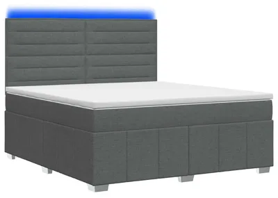 Productafbeelding van vidaXL LED boxspringbed met matras, donkergrijs, 140 x 200 cm, gestoffeerd