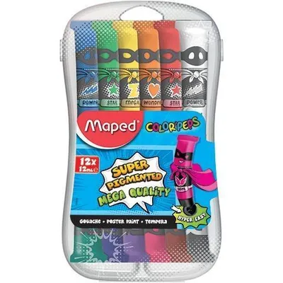 Produktbild von MAPED Temperafarben 12x12ml in Kunststoffbox