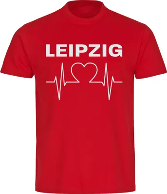 Produktbild von multifanshop Herren T-Shirt - Leipzig - Herzschlag, rot, Größe 5XL