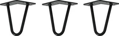 Immagine prodotto di Natural Goods Berlin Gambe HAIRPIN, gambe a forcina, gambe per mobili, gambe per tavoli, nero, 15 cm, 2 montanti, 3 pezzi