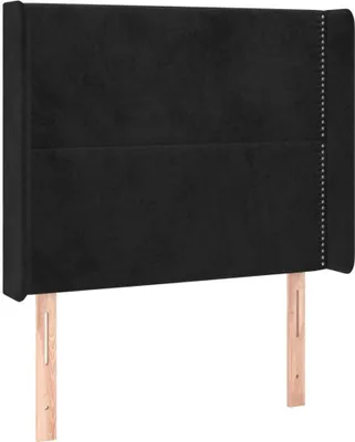 Image de Tête de lit avec oreilles Noir 103x16x118/128 cm Velours