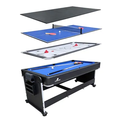 Produktbild von Cougar 4-in-1 Multi Spieltisch in Schwarz | Multi funktions Spieltisch inkl. Zubehör | Multigame / Multispieltisch | Tischtennis, Pusch Hockey,
