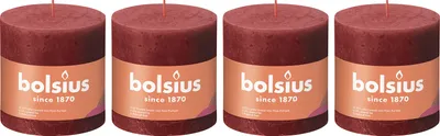 Produktbild von 4er-Set Stumpenkerze - Höhe 10 cm - Durchmesser 10 cm - Rustik - Zartes Rot