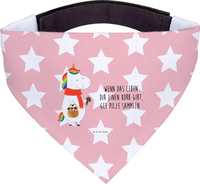 Produktbild von Mr. & Mrs. Panda Hundehalstuch Einhorn Pilz - Rot Pastell - Geschenk, Halstuch Für Hunde, Tuch, Motivation, Pilze, Hundebandana, Unicorn, Spruch, Einhörner