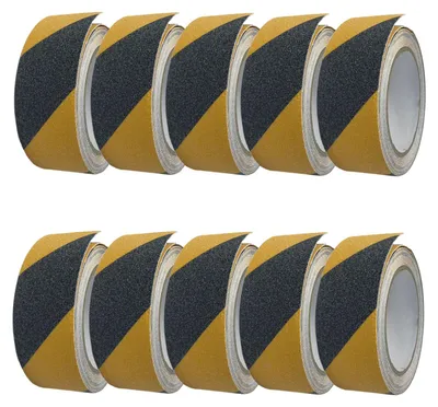 Produktbild von Antirutschband Klebeband Gripband 50mm x 5m schwarz-gelb 10 Stück