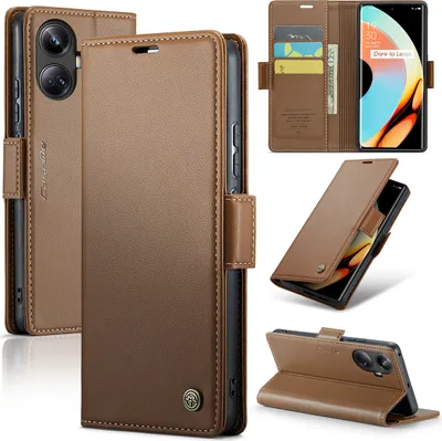 Obrázek produktu pro Realme 10 Pro+ Pouzdro, RFID Blokování Karet, Pokročilé Flip Kožené Pouzdro s Funkcí Stojánku pro Realme 10 Pro+ Hnědý
