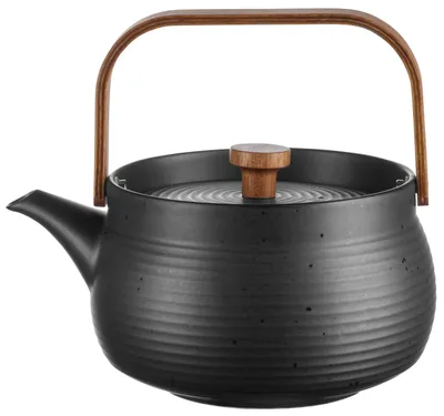 Produktbild von ASA Teekanne mit Holzgriff, black 17,4 x 14,2 cm, h. 15,6 cm, 0,6 l.