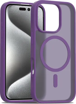 Image de Coque magnétique pour iPhone 16 Pro, compatible MagSafe, dos translucide mat, résistant aux chocs Violet