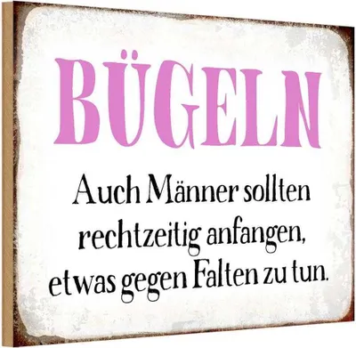 Produktbild von vianmo Holzschild 20x30 cm Bügeln auch Männer sollten Spruch Zitat