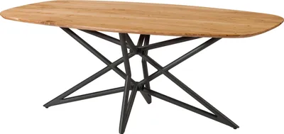 Image de MASSIVMOEBEL24 | Table à Manger en bois d'Acacia 240x100x76 naturel laqué /piétement noir