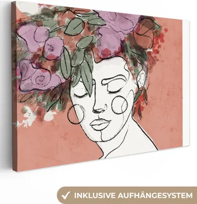 Zdjęcie produktu dla OneMillionCanvasses® - Obrazy na płótnie - 140x90 cm, Portret - Kobieta - Kwiaty - Pastel, Dekoracja ścienna - Zdjęcie na płótnie - Obraz na drewnianej ramie