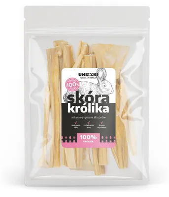 Produktbild von Uniszki Kaninchenhaut Natürlicher Trockensnack für Hunde 100g