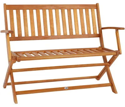 Produktbild von CASARIA® Gartenbank Sitzbank Wetterfest Holz Klappbar FSC®-zertifiziert 320kg Belastbarkeit Armlehne Rückenlehne 2-Sitzer 120x60cm Garten Balkon Bank Eukalyptus